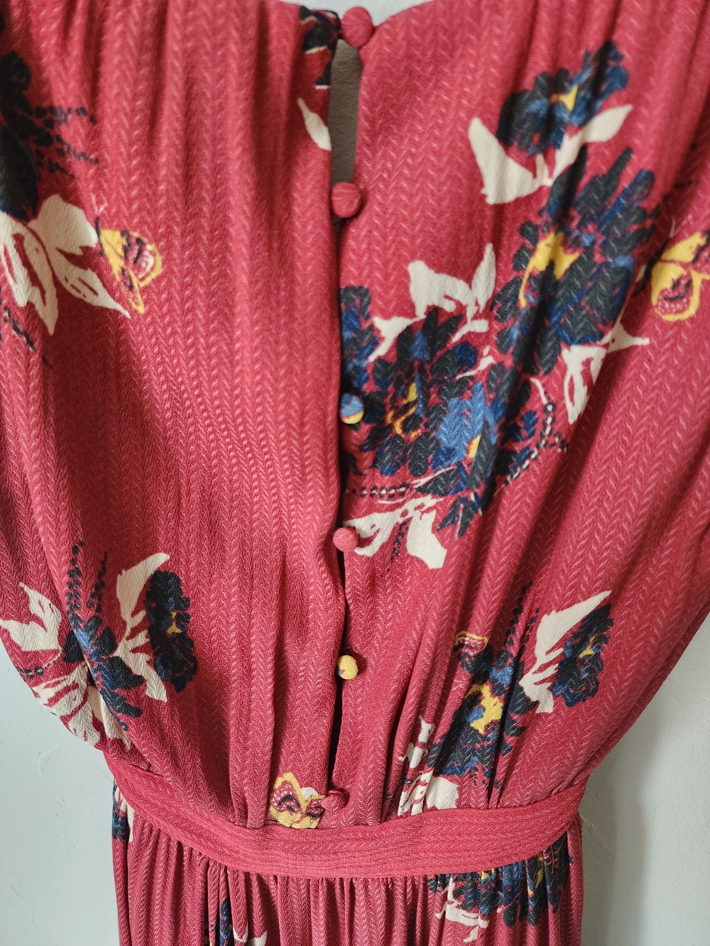 Free People Red Floral Tie-Waist Maxi Dress Size 0 NWT - Picture 7 of 7